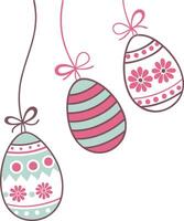 decorated Easter eggs by delicate string vector