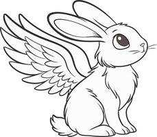 Winged Rabbit feathery wings, capturing the essence of imagination and fantasy vector