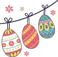 Festive Easter Eggs - decorated Easter eggs on a string vector