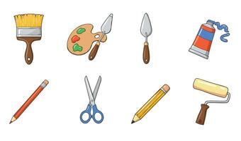 Painting And Drawing Set Sketching And Painting Kit Creative Studio Tools Colored Sketching Tools Art Icons Pack vector