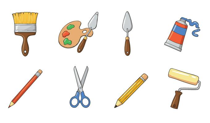 Painting And Drawing Set Sketching And Painting Kit Creative Studio Tools Colored Sketching Tools Art Icons Pack