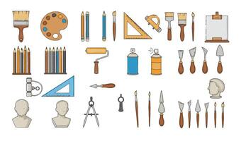 Creative Studio Tools Painting And Drawing Set Sketching And Painting Kit Colored Sketching Tools Art Design Elements vector