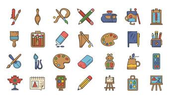 Creative Studio Tools Painting And Drawing Set Colored Sketching Tools Sketching And Painting Kit High-Quality Art Icons vector