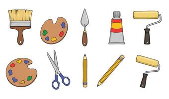 Colored Sketching Tools Painting And Drawing Set Sketching And Painting Kit Creative Studio Tools Digital Art Pack vector