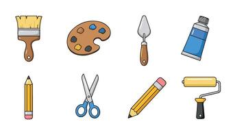 Painting And Drawing Set Creative Studio Tools Sketching And Painting Kit Colored Sketching Tools Art Graphic Elements vector