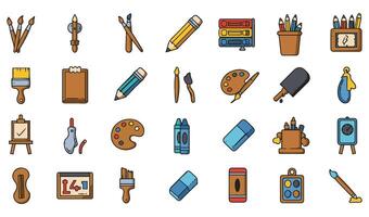 Colored Sketching Tools Sketching And Painting Kit Painting And Drawing Set Creative Studio Tools Artistic Icons Set vector
