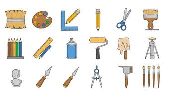 Sketching And Painting Kit Painting And Drawing Set Colored Sketching Tools Creative Studio Tools Art Equipment Pack vector