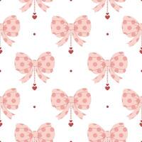 Coquette seamless pattern pink ribbon bow vector