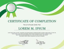 Certificate design template in green hue color vector