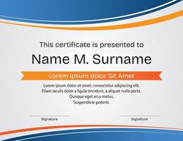 Blue color certificate design for reward and appreciation vector