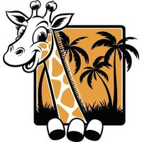 Giraffe with palm trees vector