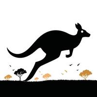 A kangaroo jumping in the air with trees in the background vector