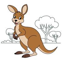 A cartoon kangaroo standing in the bush vector