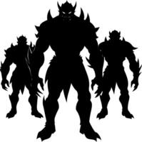 Dark and Mysterious Orc Silhouettes on White Background, Capturing the Power of Fantasy vector