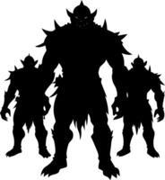 A Powerful Orc Silhouette on a White Background, Highlighting the Fierce Nature of Fantasy Creatures vector