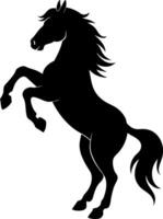 Majestic Black Silhouette of a Galloping Horse with a Flowing Mane and Tail, Perfect for Graphic Design and Illustration Projects vector