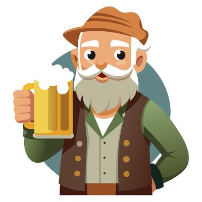 Old Man Enjoying a Refreshing Beer with a Happy and Friendly Expression