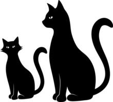 Dynamic of Two Cats with Curled Tails, One Grinning and One Staring, Suitable for Pet Health Awareness Campaigns or Cat Product Advertising vector