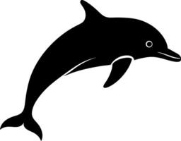 Artistic Representation of a Dolphin Swimming Gracefully in a White Background in Black Silhouette Form vector