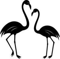 Each silhouette features a pair of flamingos standing side by side vector