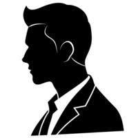 Mysterious Silhouette of a Stylish Gentleman Detailed Profile View Featuring Distinctive Hair Ear, and Collar Design vector