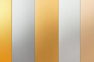 Vertical panels in gold, silver, and beige tones. photo