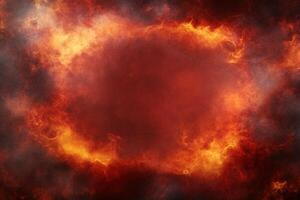 Fiery explosion with intense heat, dramatic and volatile, set against a dark cosmic backdrop photo