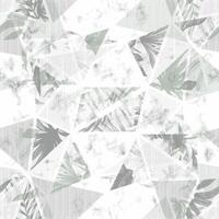 a gray and white geometric pattern with leaves vector