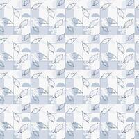a blue and white pattern with leaves vector