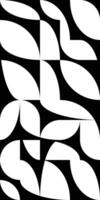 Graphic overlap black and white composition of simple shapes in modular grid. Bauhaus pattern, minimal design with sharp and smooth curve lines, petals and semicircles details background vector