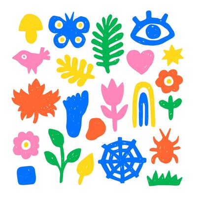 Childish Nature Shapes and Elements Crayon Set