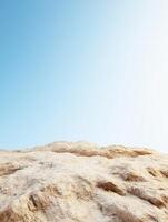Textured terrain under a bright, clear sky. The scene evokes a sense of tranquility and exploration photo