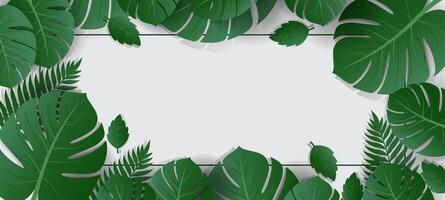 tropical leaves frame background with space for text vector