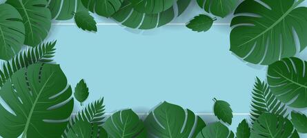 tropical leaves frame with space for text vector