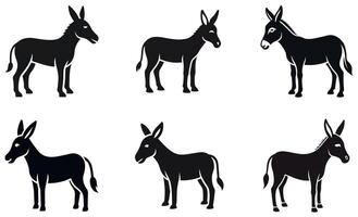 Black and White Silhouette of Donkeys design vector