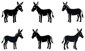 Black and White Silhouette of Donkeys vector
