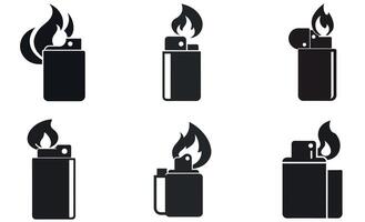 Set of Simple Black and White Lighter Icons design vector