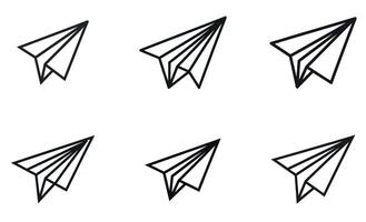 Seamless pattern of simple black line paper airplanes design vector