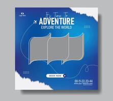 Creative travel social media post web banner square design template vector