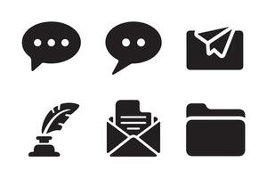 digital communication concept, Black and white icons, minimalist design vector