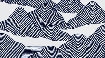 Crafted hand drawn brush line abstract wave or mountains background, Japanese and ethnic folk wood carving, engraving, weaving textured surface, simple graphic for textile, carpet, gift wrap vector