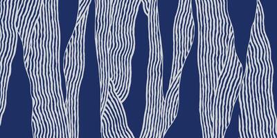 Crafted hand drawn brush line abstract stripe pattern, Japanese and ethnic folk wood carving, engraving, weaving textured surface background on indigo blue, simple graphic for textile, decoration vector