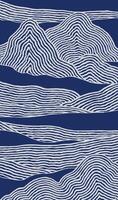 Crafted hand drawn brush line abstract landscape mountains background, Japanese and ethnic folk wood carving, engraving, weaving textured surface, simple graphic for textile, carpet, gift wrap vector