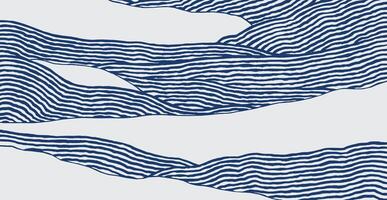 Crafted hand drawn brush line abstract wave or mountains background, Japanese and ethnic folk wood carving, engraving, weaving textured surface, simple graphic for textile, carpet, stationary vector