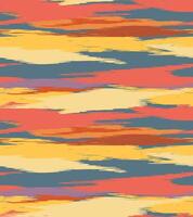 Seamless, hand drawn brush line colorful sunset sky and camouflage abstract pattern, Japanese, ethnic folk wood carving, engraving, weaving textured surface background, simple graphic for textile vector