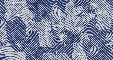 Japanese Blue and white brush line abstract hand drawn collage wave pattern, tribal and ethnic folk wood carving, block print textured surface background. experimental graphic for textile, decoration vector