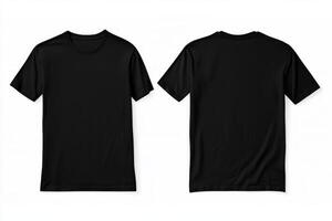 Black T-Shirt, Stylish front and back views of a blank black tee displayed on a white background photo