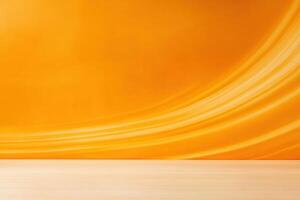 Abstract orange backdrop with curved, flowing lines on a light-colored surface. Modern design photo
