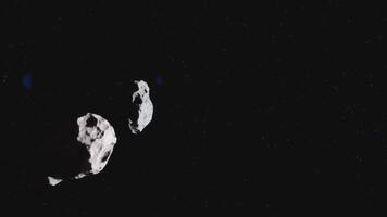 Two asteroids collide in outer space. video