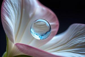 A drop of water on a white flower photo